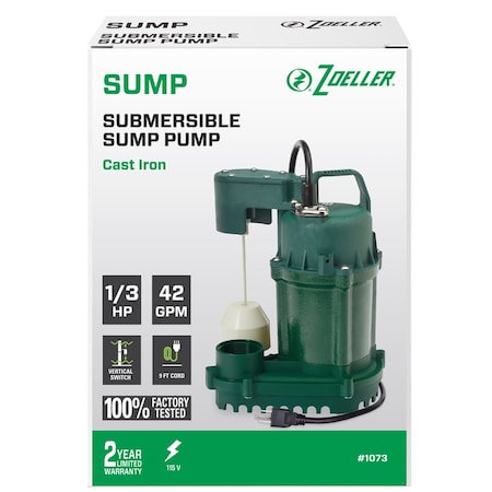 Zoeller Sump Pump 1/3Hp 42Gph 1073-0001